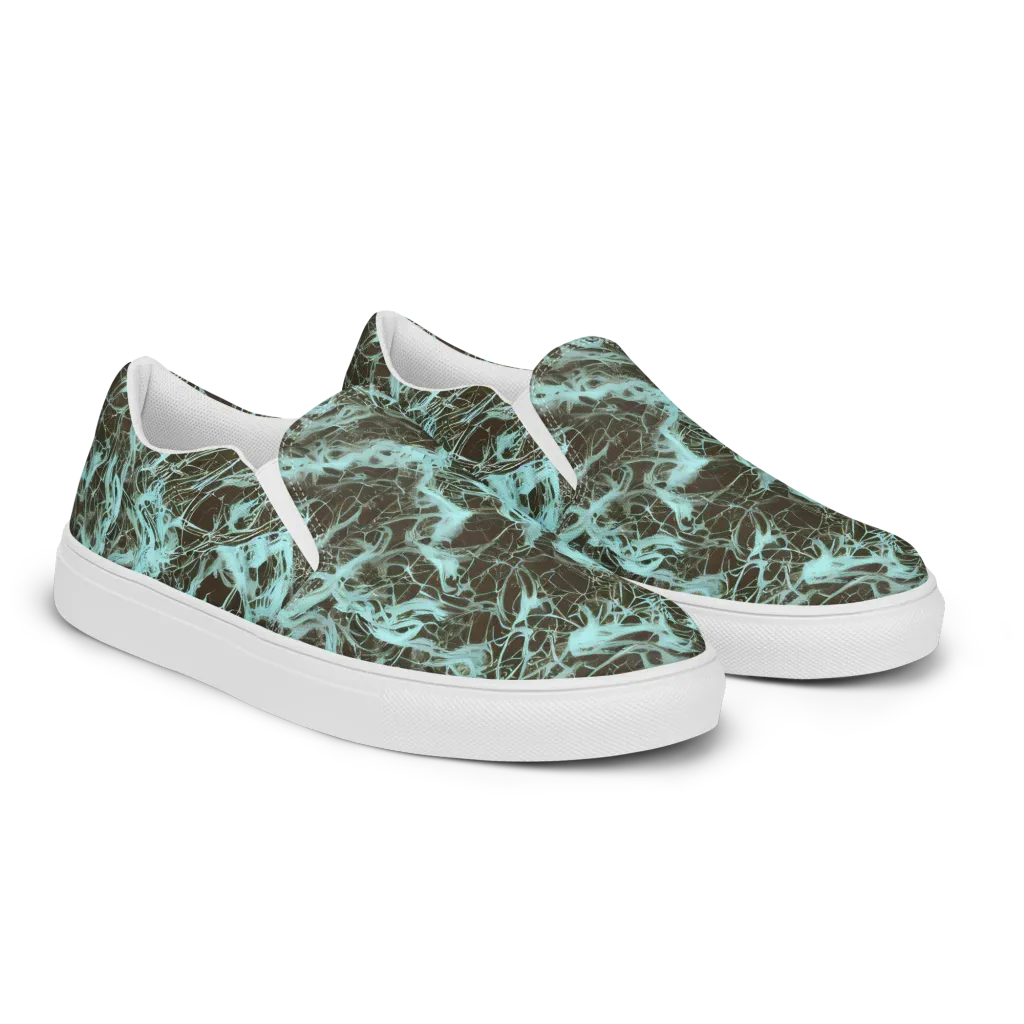 Aqua Vein on Women's Slip-On Canvas Shoes — Right Front