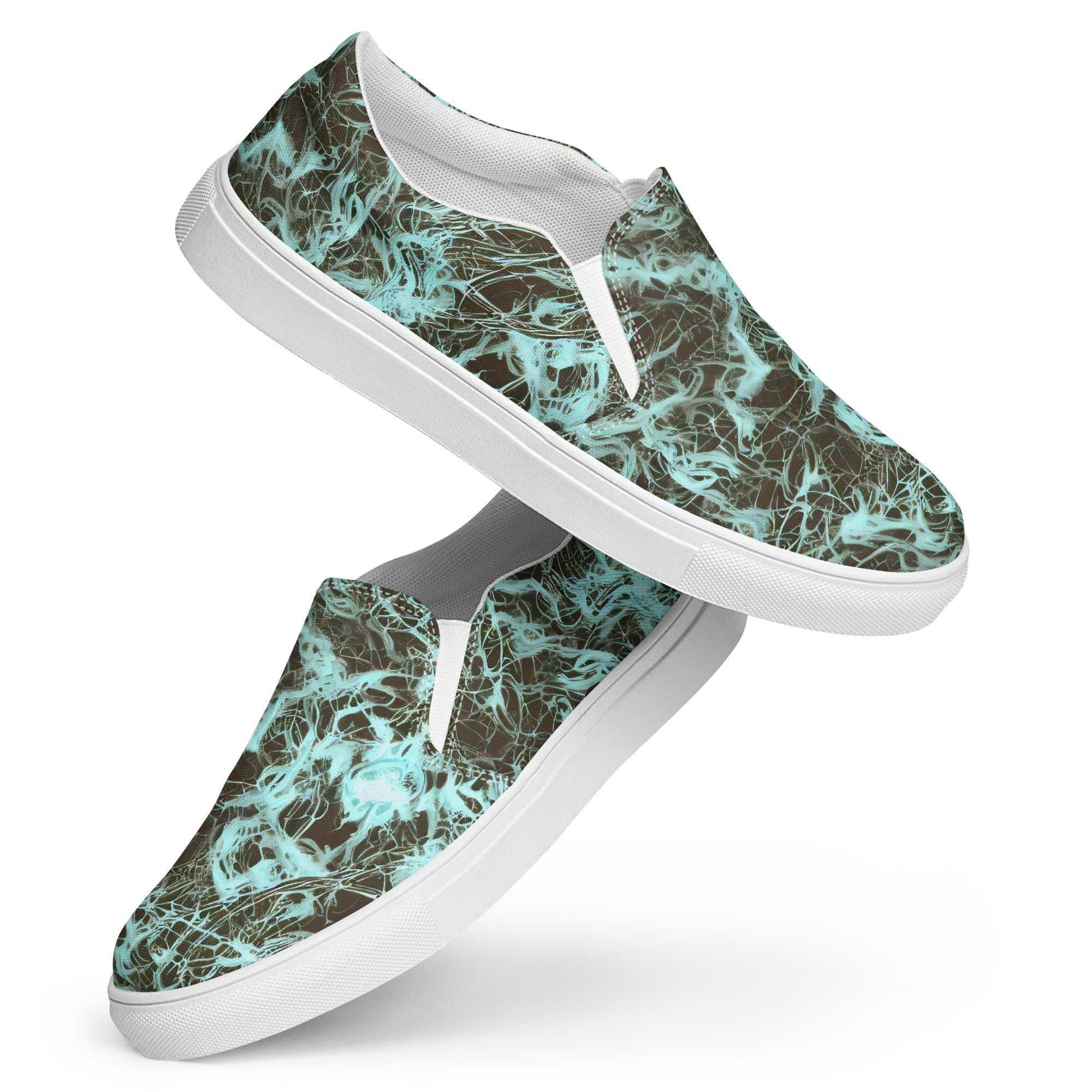 Aqua Vein on Women's Slip-On Canvas Shoes — Front