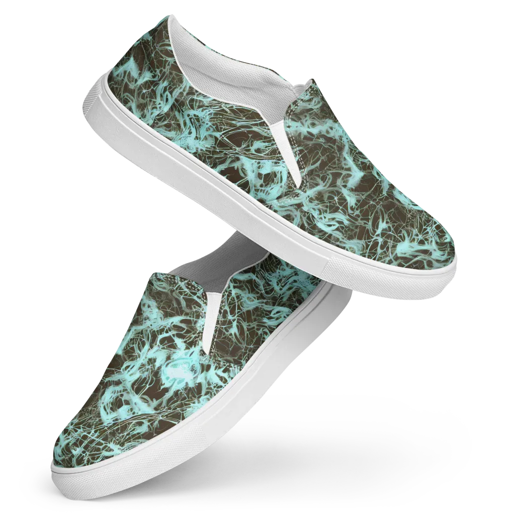 Aqua Vein on Women's Slip-On Canvas Shoes — Front