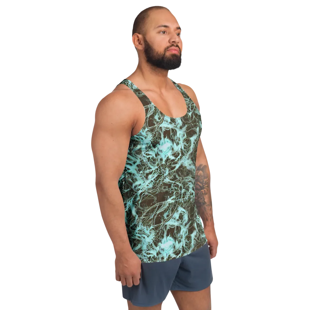 Aqua Vein on Men's Tank Top — Right Front