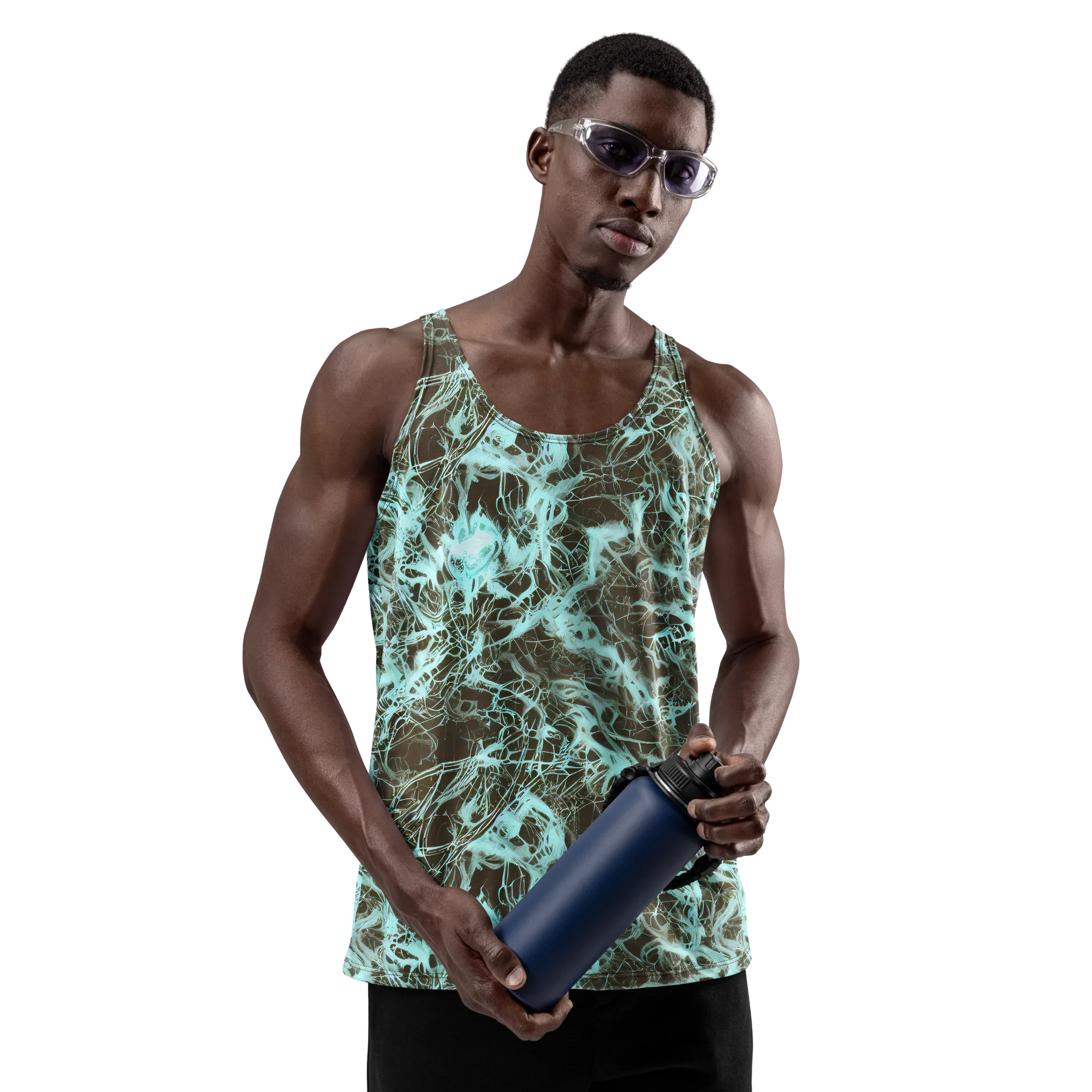 Aqua Vein on Men's Tank Top — Front