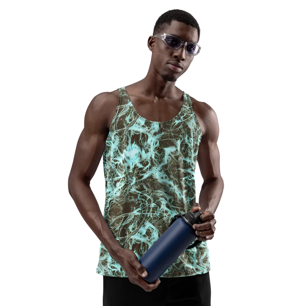Aqua Vein on Men's Tank Top — Front