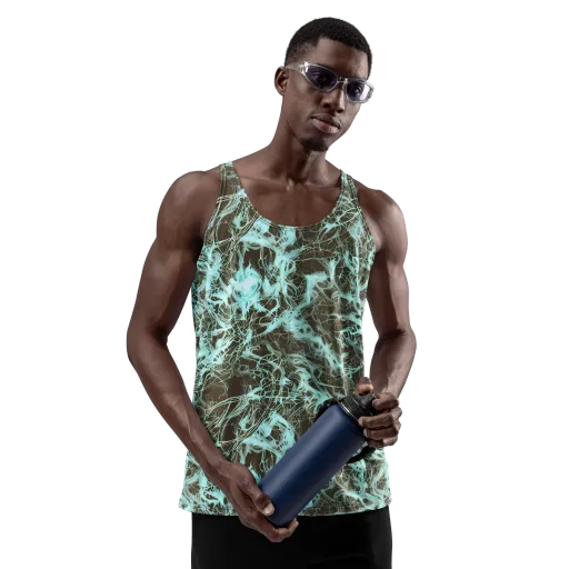 Aqua Vein on a Men's Tank Top