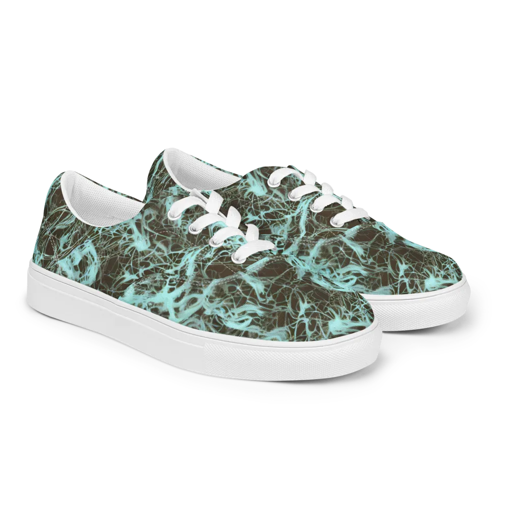 Aqua Vein on Men's Lace-Up Canvas Shoes — Right Front