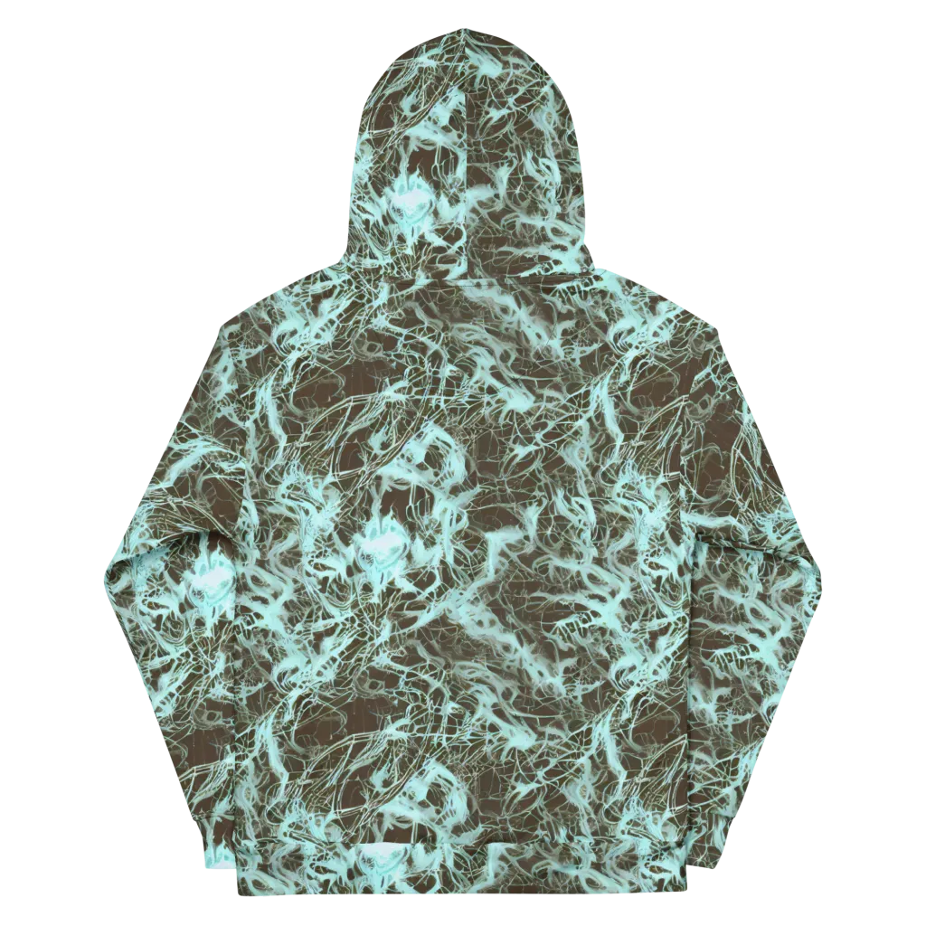 Aqua Vein on Cotton Hoodie — Back