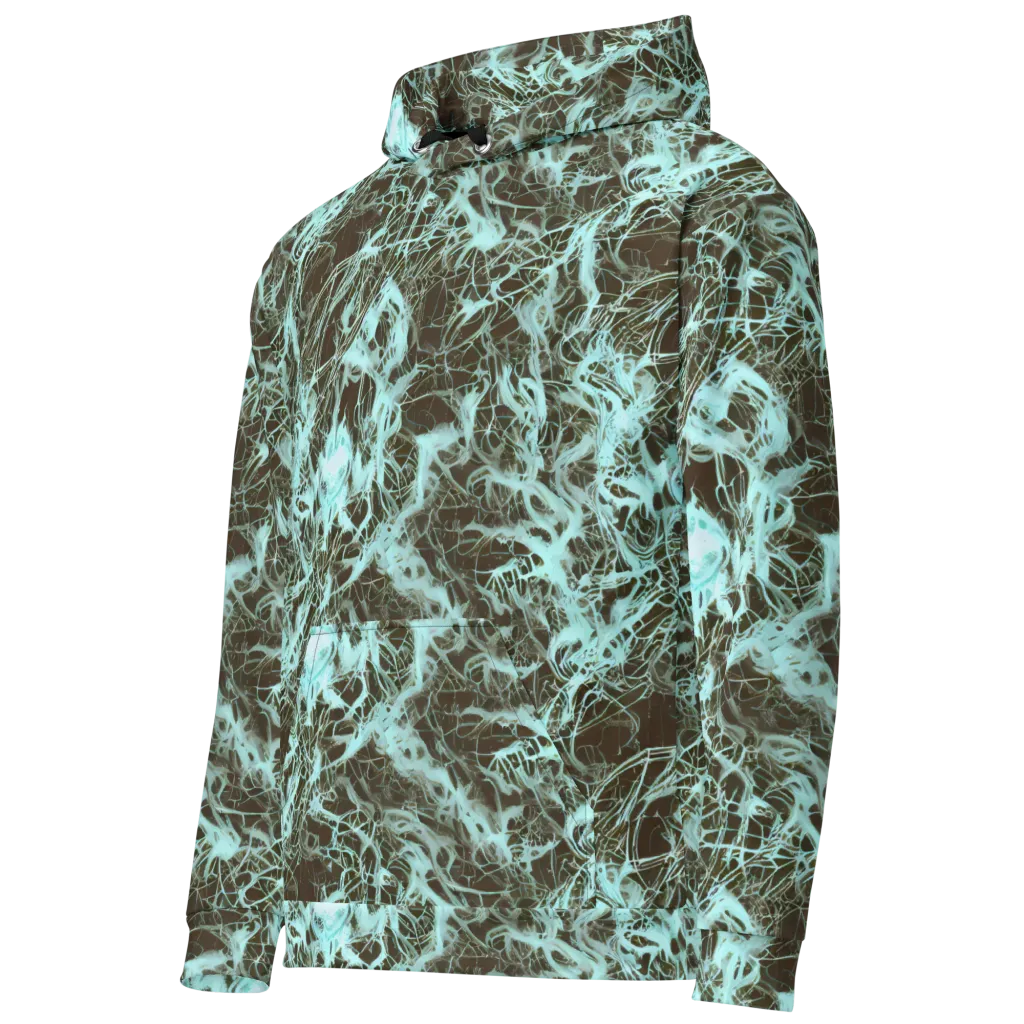 Aqua Vein on Cotton Hoodie — Left Front