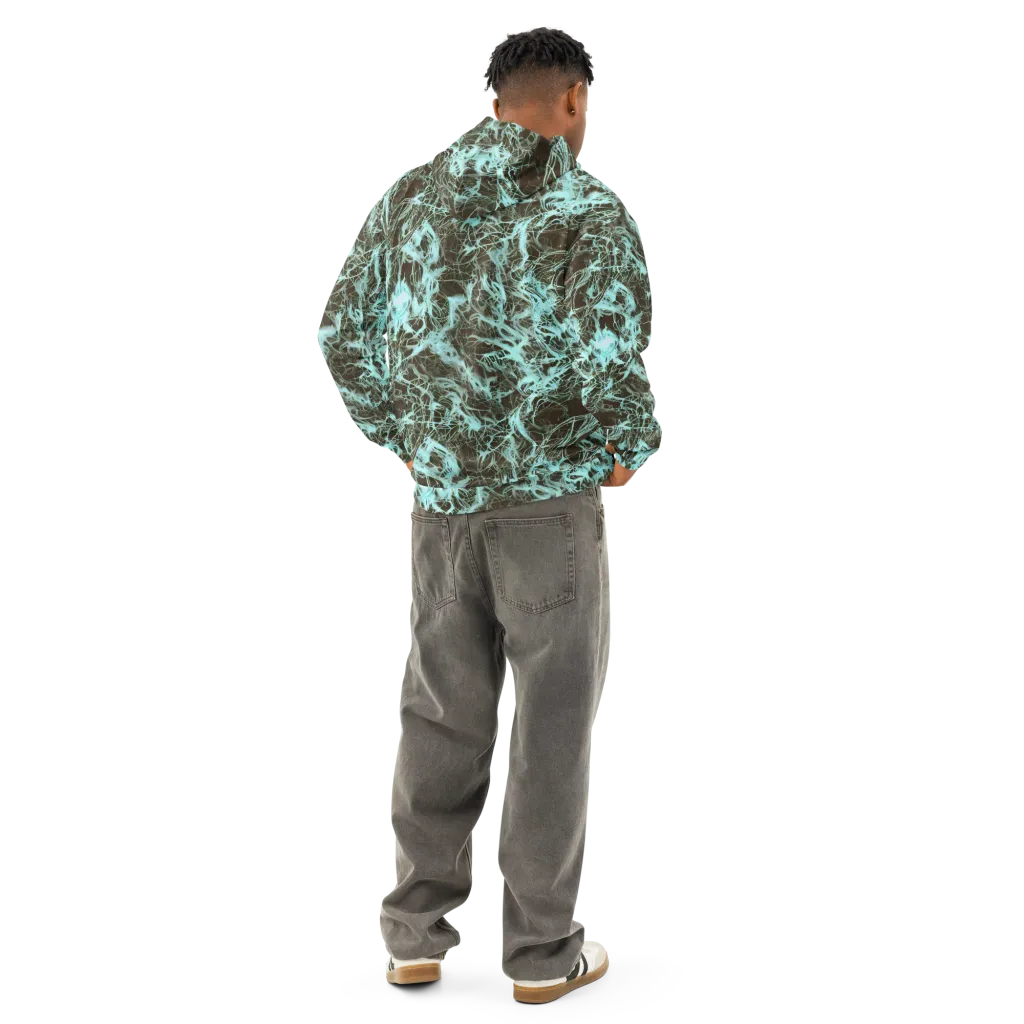 Aqua Vein on Cotton Hoodie — Back