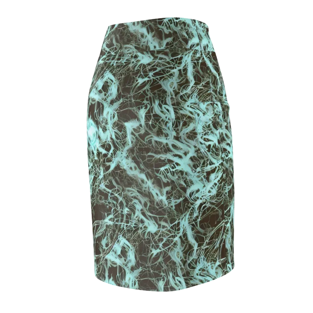 Aqua Vein on Pencil Skirt — Back Side
