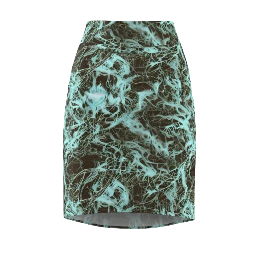 Aqua Vein on a Pencil Skirt