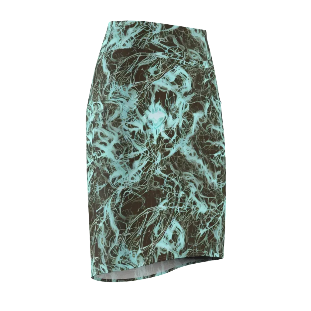 Aqua Vein on Pencil Skirt — Front Side