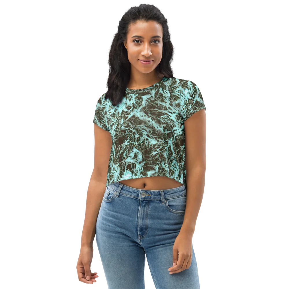 Aqua Vein on Crop Tee — Front