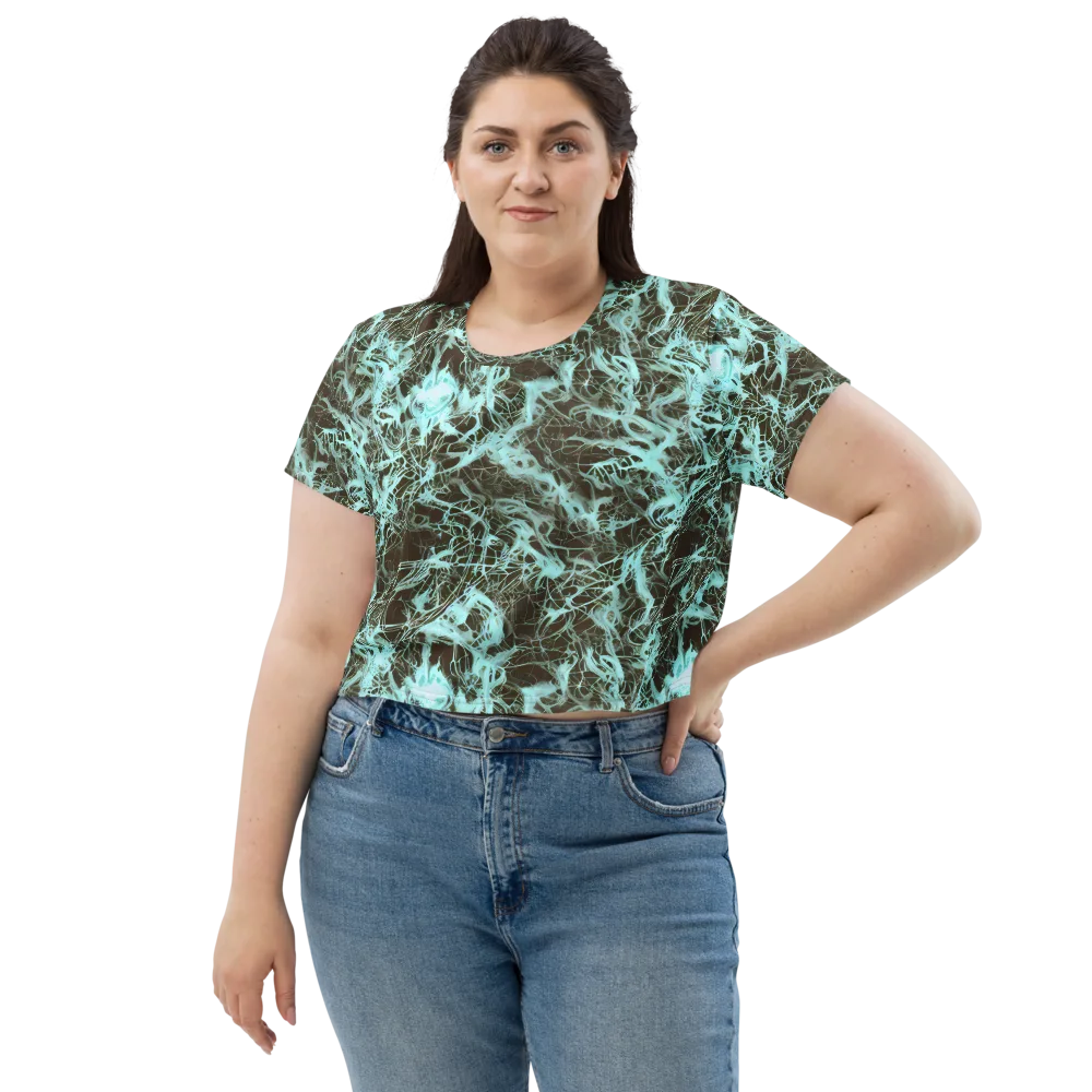 Aqua Vein on Crop Tee — Front