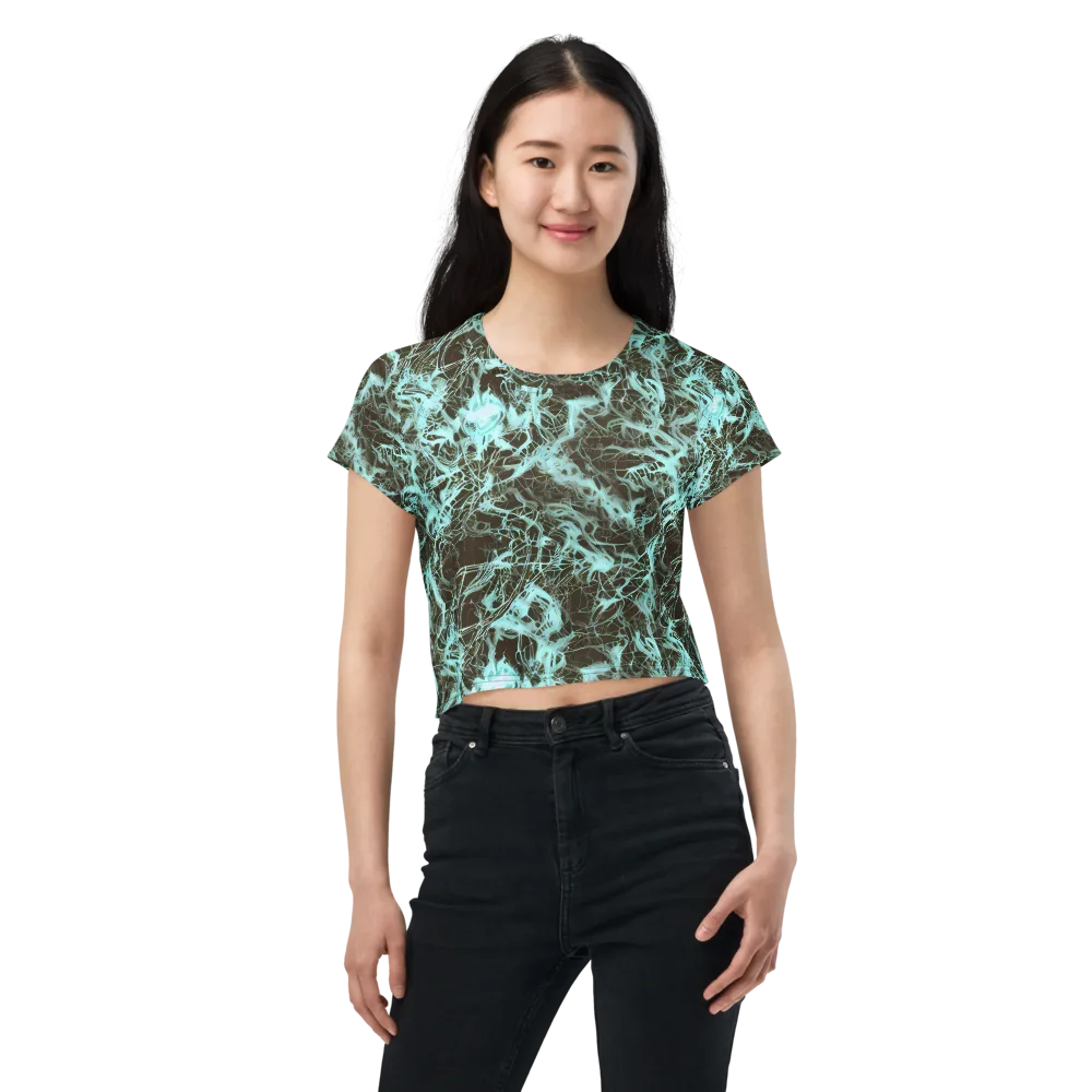 Aqua Vein on Crop Tee — Front
