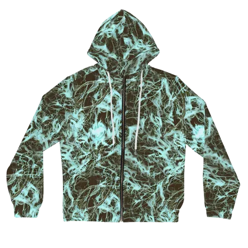 Aqua Vein on a Women's Full-Zip Hoodie
