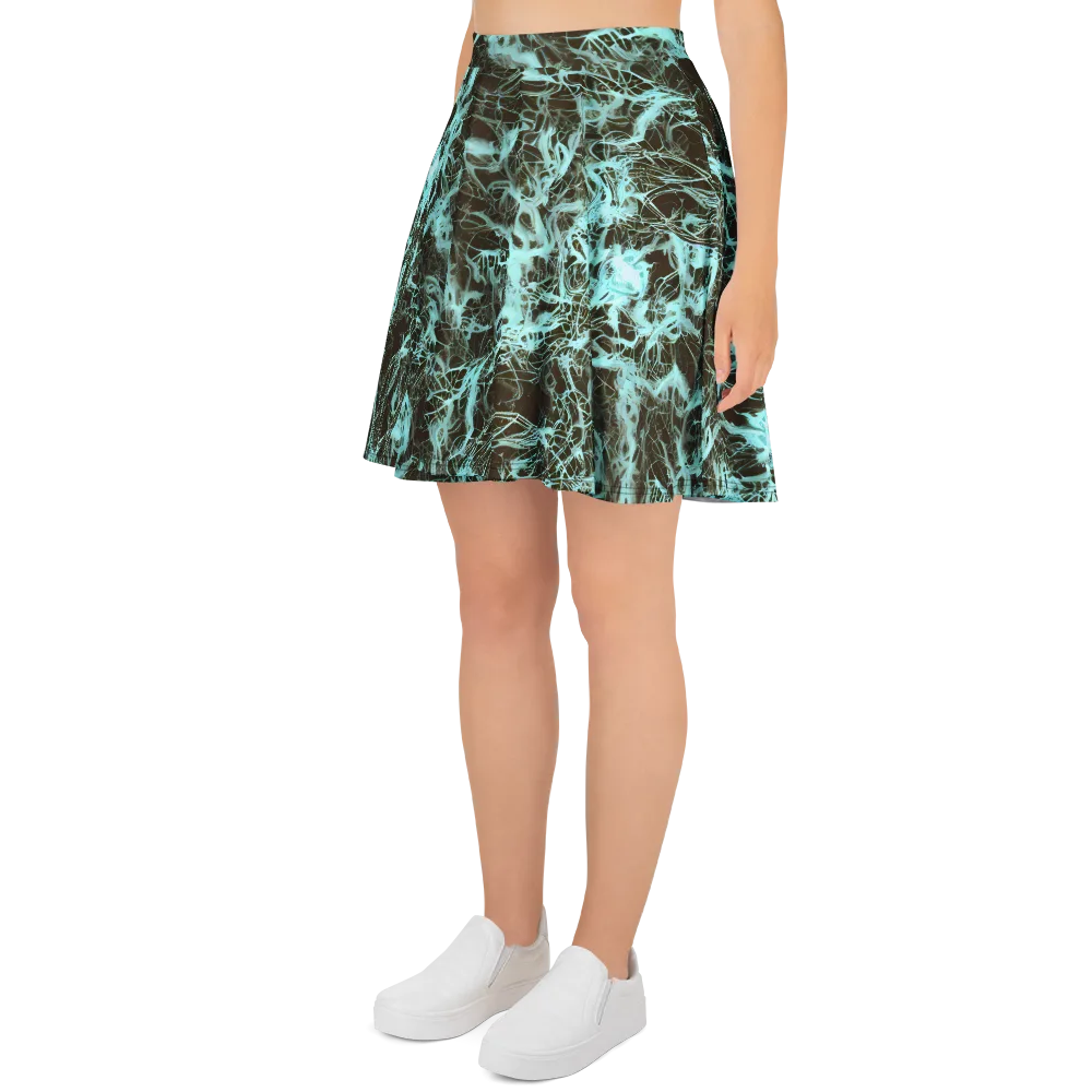 Aqua Vein on Skater Skirt — Left