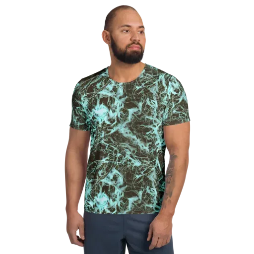 Aqua Vein on a Men's Athletic T-Shirt