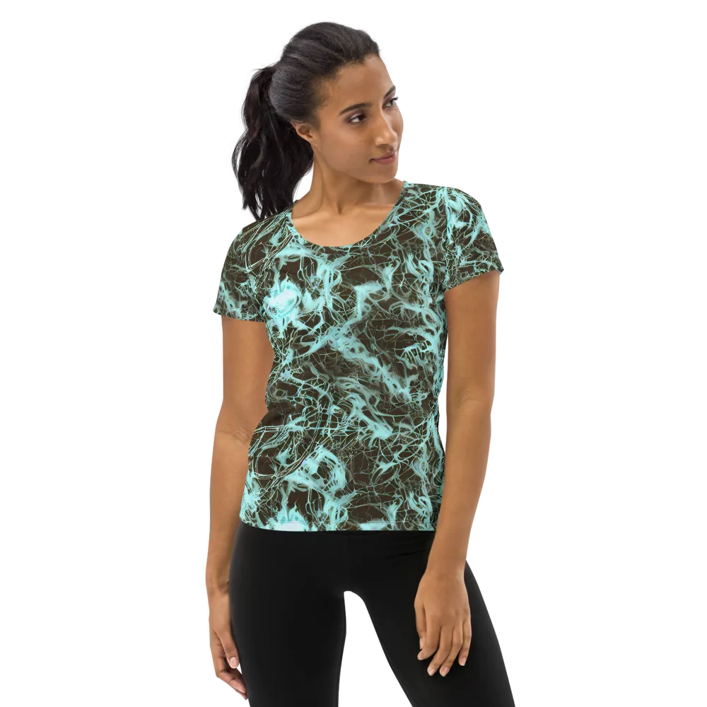 Aqua Vein on Women's Athletic T-Shirt — Front