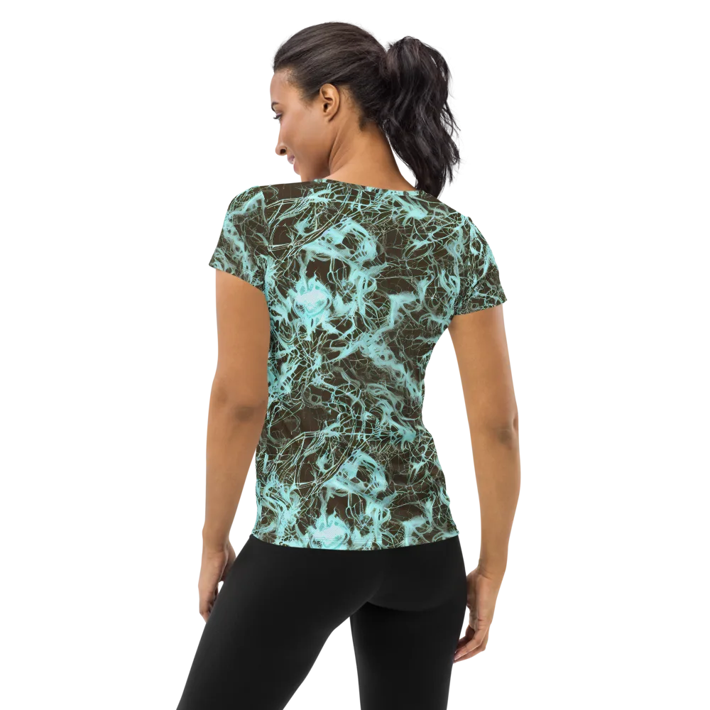 Aqua Vein on Women's Athletic T-Shirt — Back