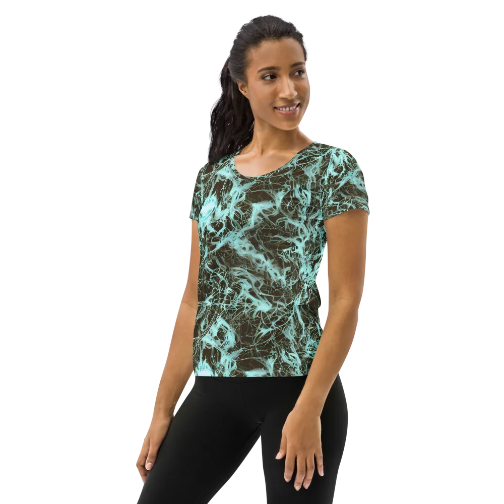 Aqua Vein on Women's Athletic T-Shirt — Left
