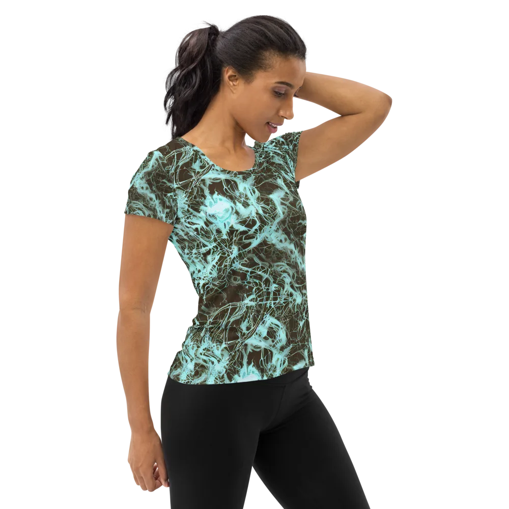 Aqua Vein on Women's Athletic T-Shirt — Right
