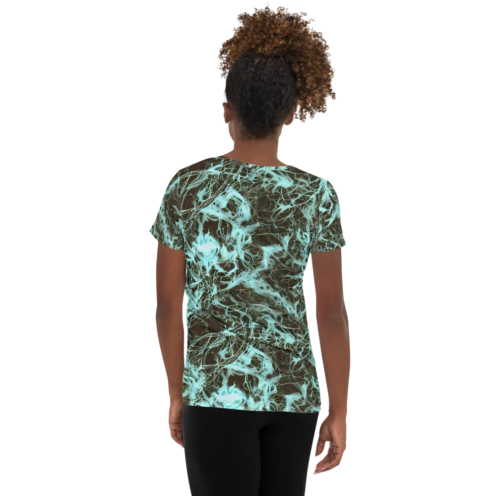 Aqua Vein on Women's Athletic T-Shirt — Back