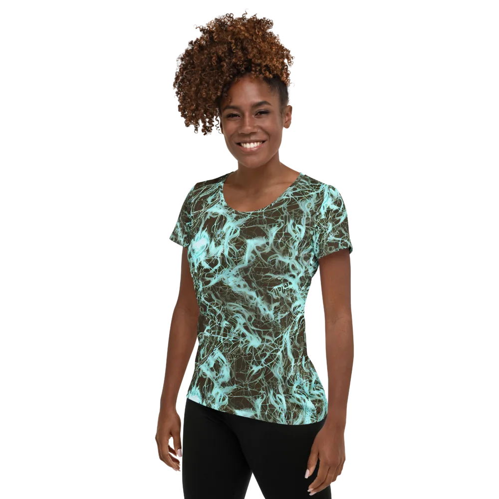 Aqua Vein on Women's Athletic T-Shirt — Left