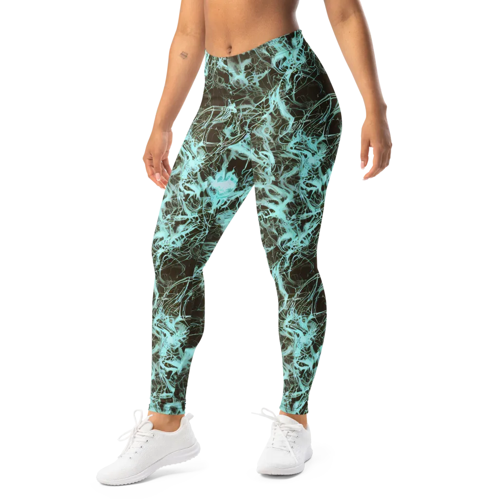 Aqua Vein on Leggings — Left Front