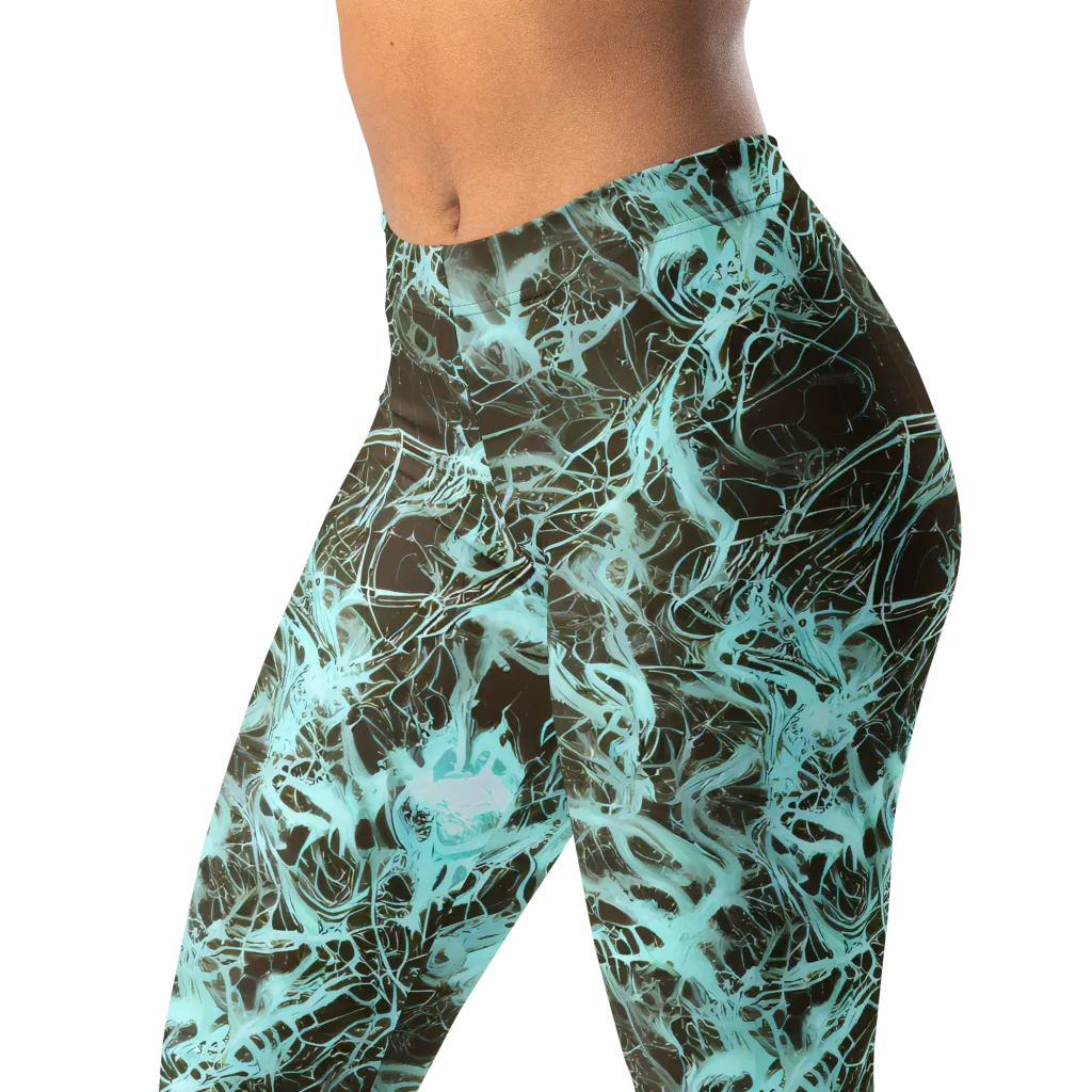 Aqua Vein on Leggings — Left Front