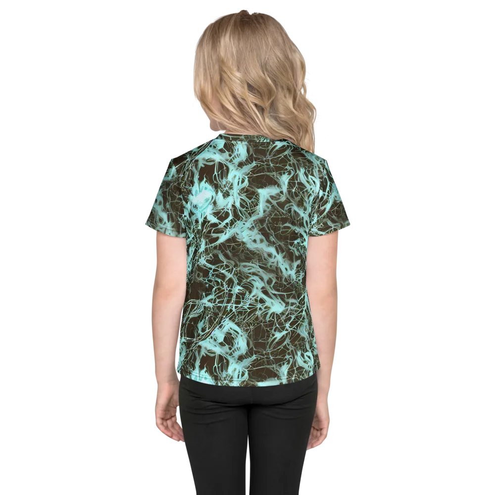 Aqua Vein on Kids Crew Neck T-Shirt — Back