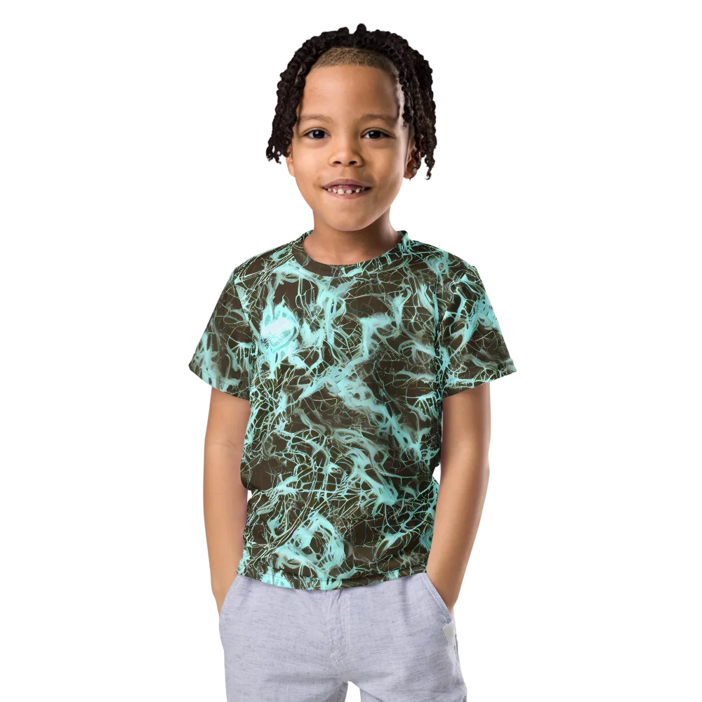 Aqua Vein on Kids Crew Neck T-Shirt — Front
