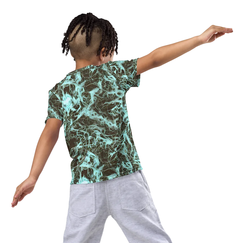 Aqua Vein on Kids Crew Neck T-Shirt — Back