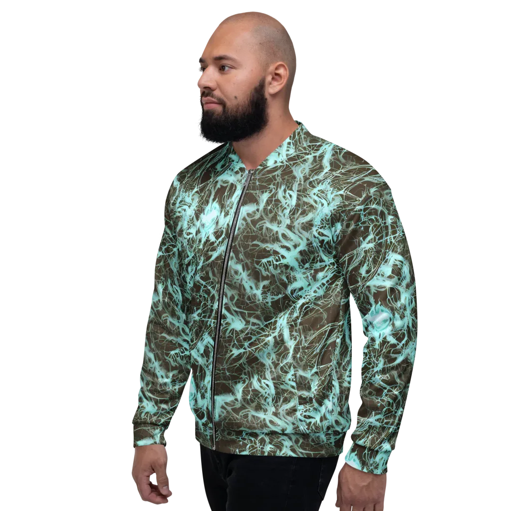 Aqua Vein on Bomber Jacket — Left