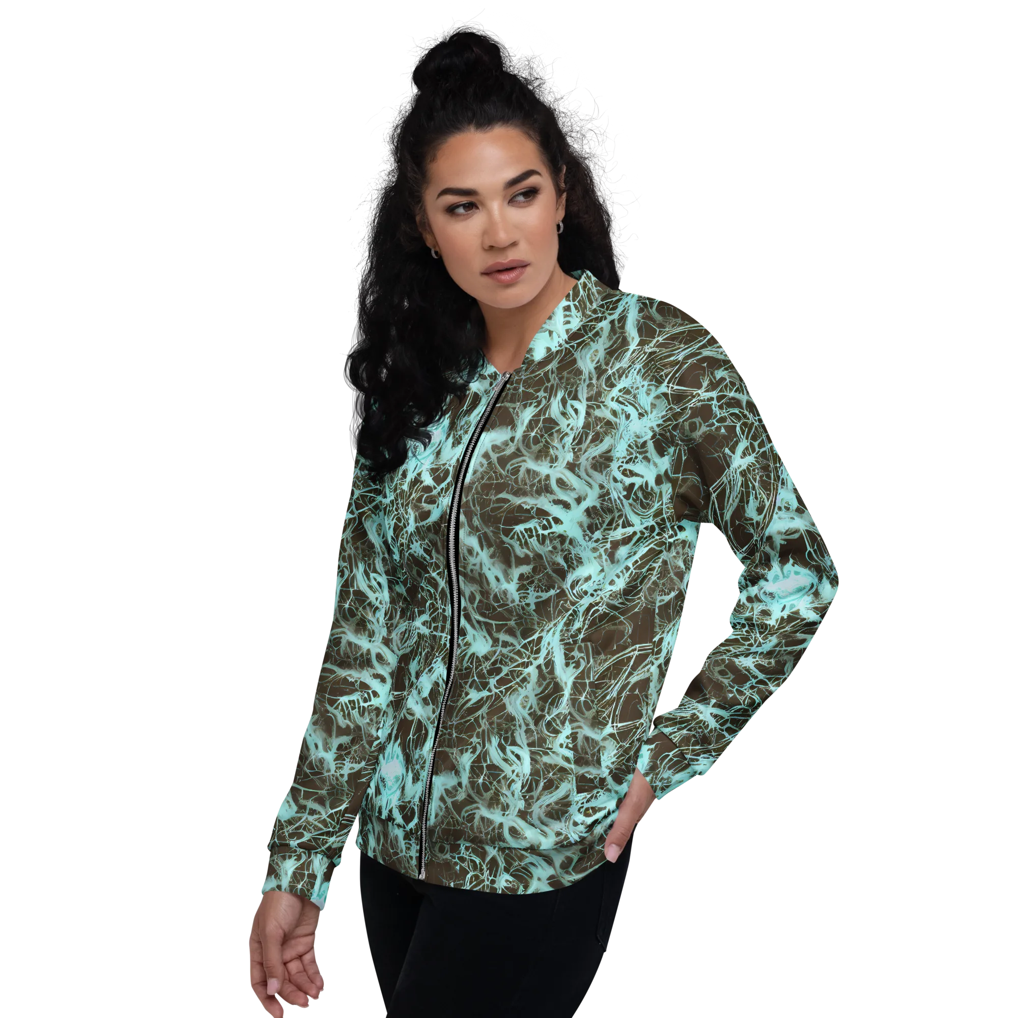 Aqua Vein on Bomber Jacket — Left