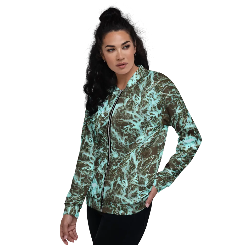 Aqua Vein on Bomber Jacket — Left
