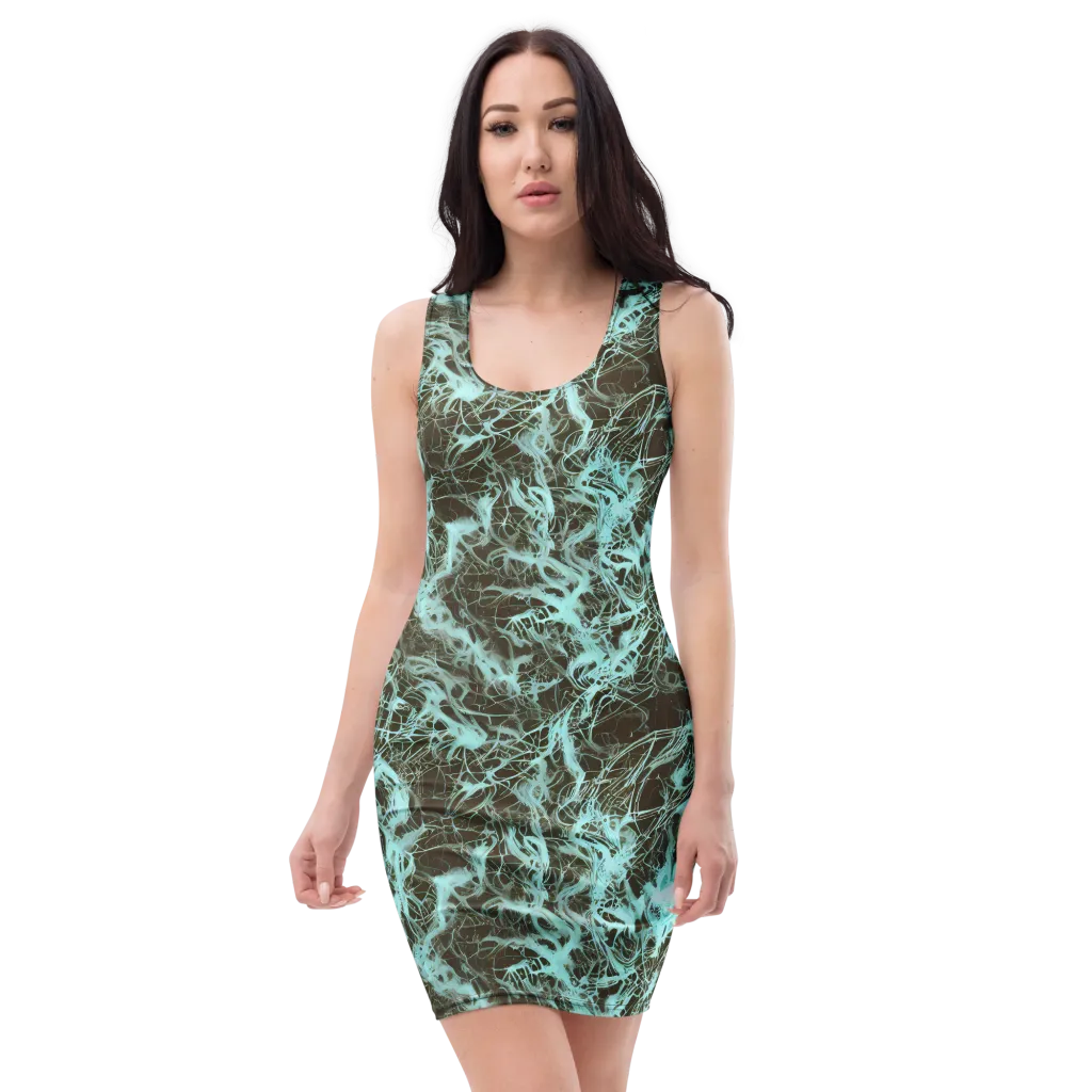 Aqua Vein on Bodycon Dress — Front
