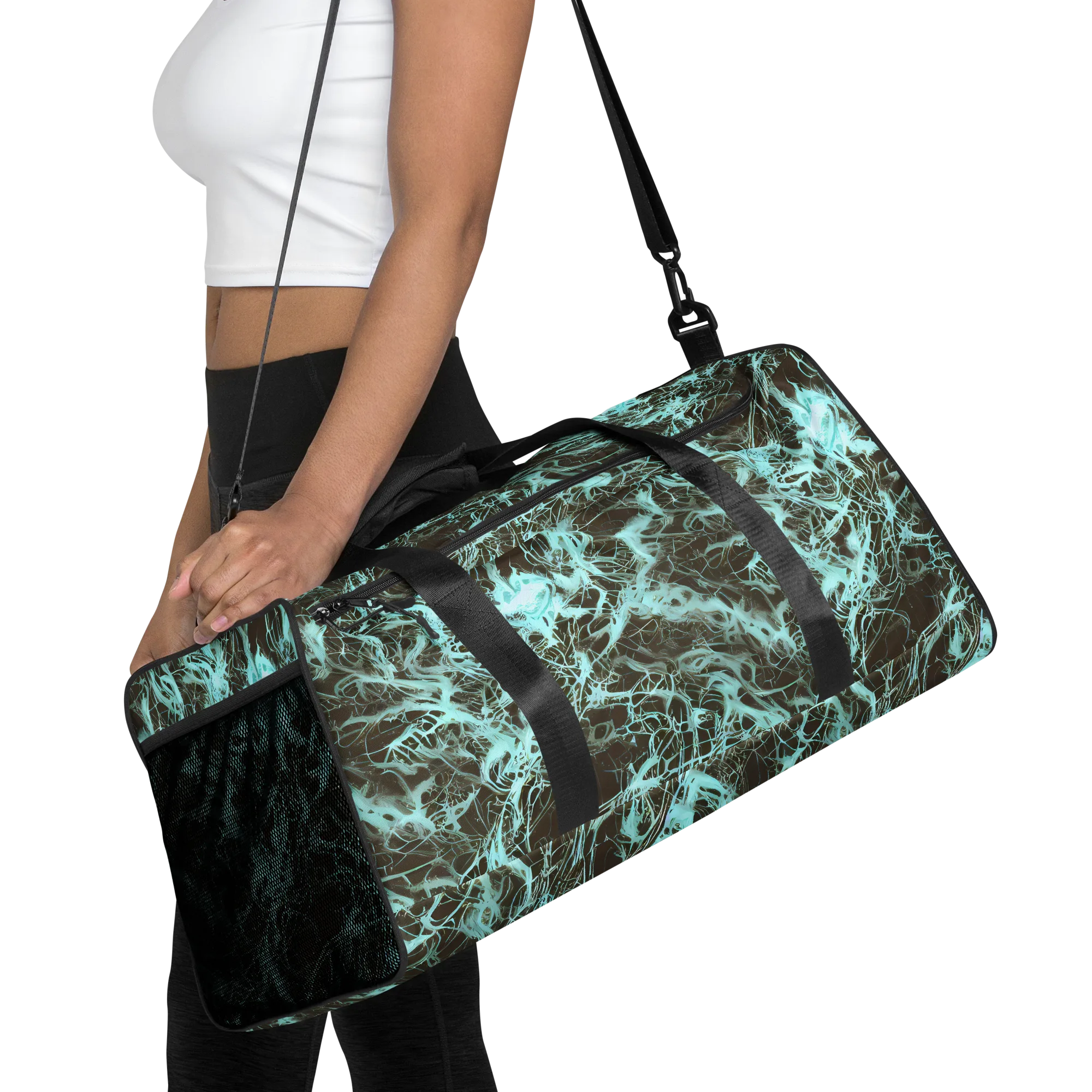 Aqua Vein on Duffle Bag — Front