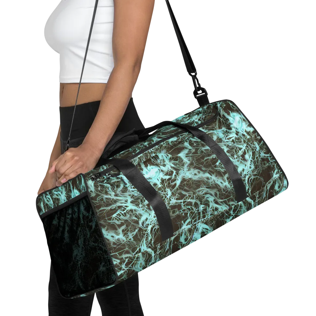 Aqua Vein on Duffle Bag — Front