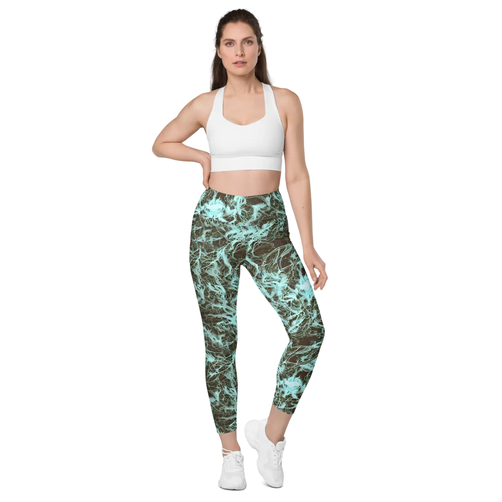 Aqua Vein on Leggings with Pockets — Front