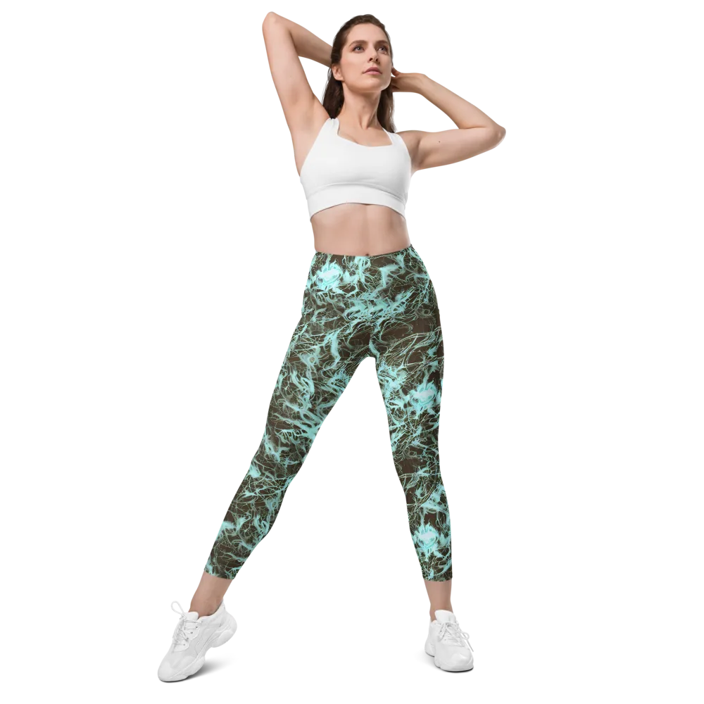 Aqua Vein on Leggings with Pockets — Front
