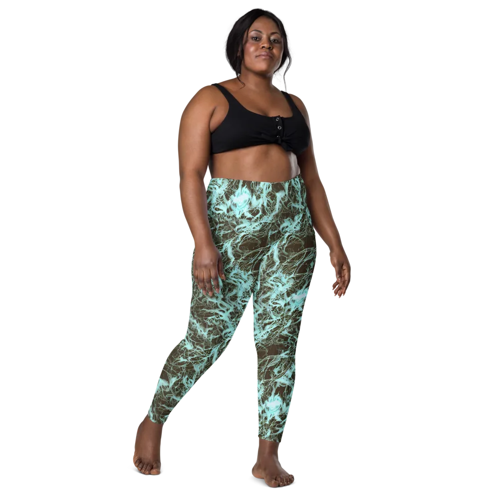 Aqua Vein on Leggings with Pockets — Front