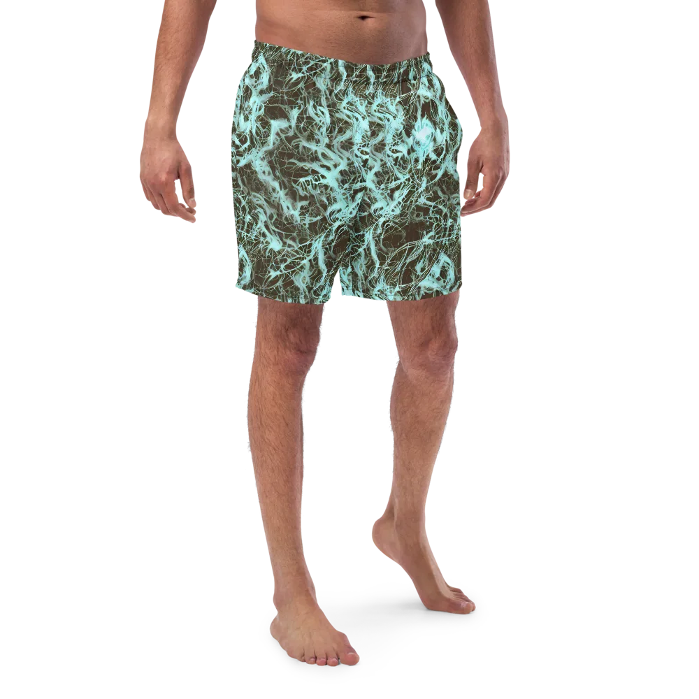 Aqua Vein on Swim Trunks — Front