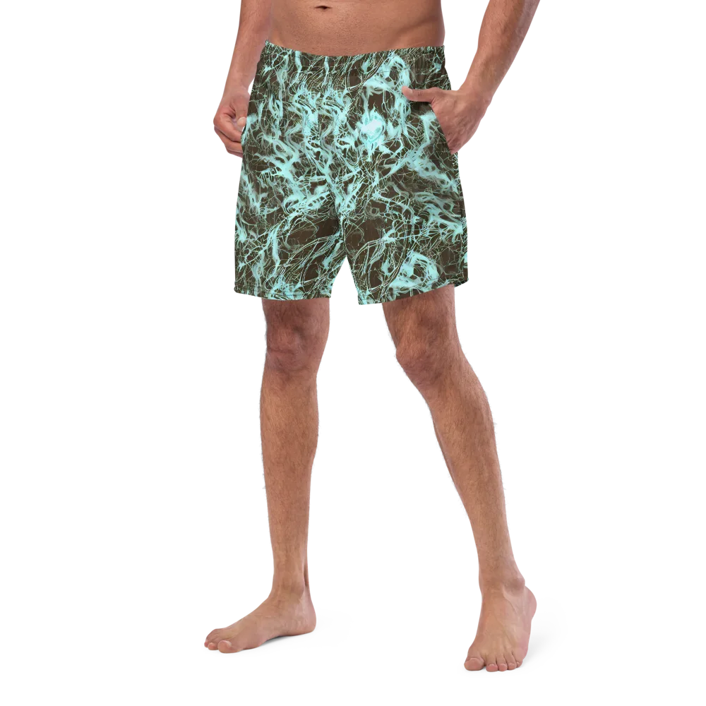 Aqua Vein on Swim Trunks — Left Front