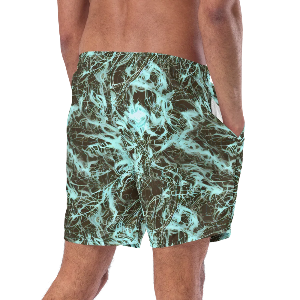 Aqua Vein on Swim Trunks — Right Back