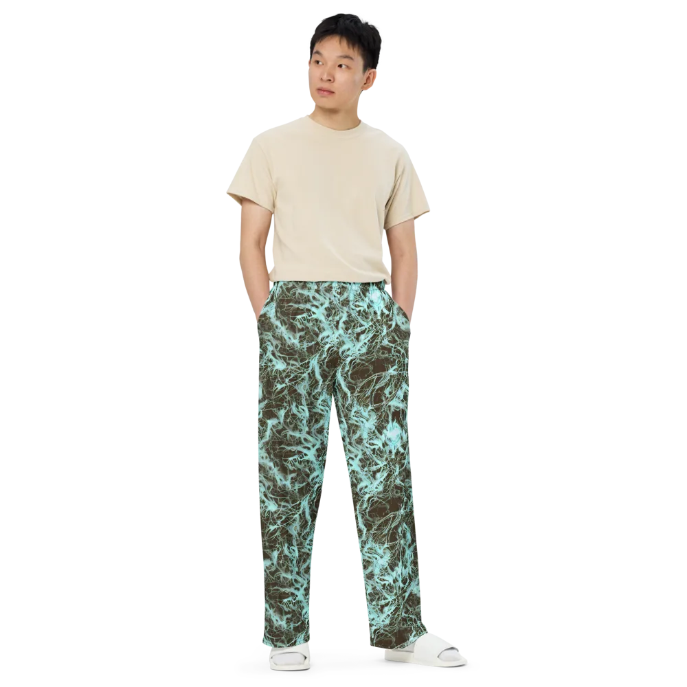 Aqua Vein on Wide-Leg Pants — Front
