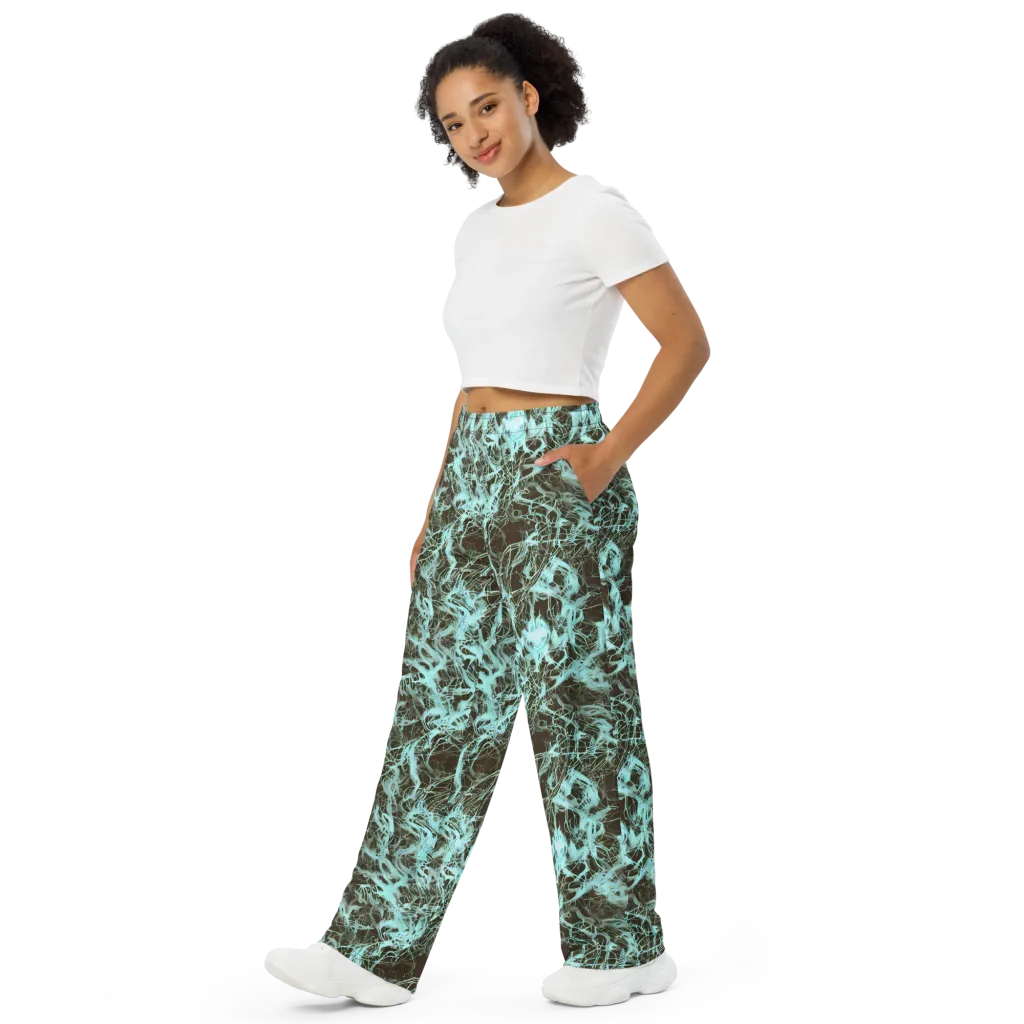 Aqua Vein on Wide-Leg Pants — Left Front