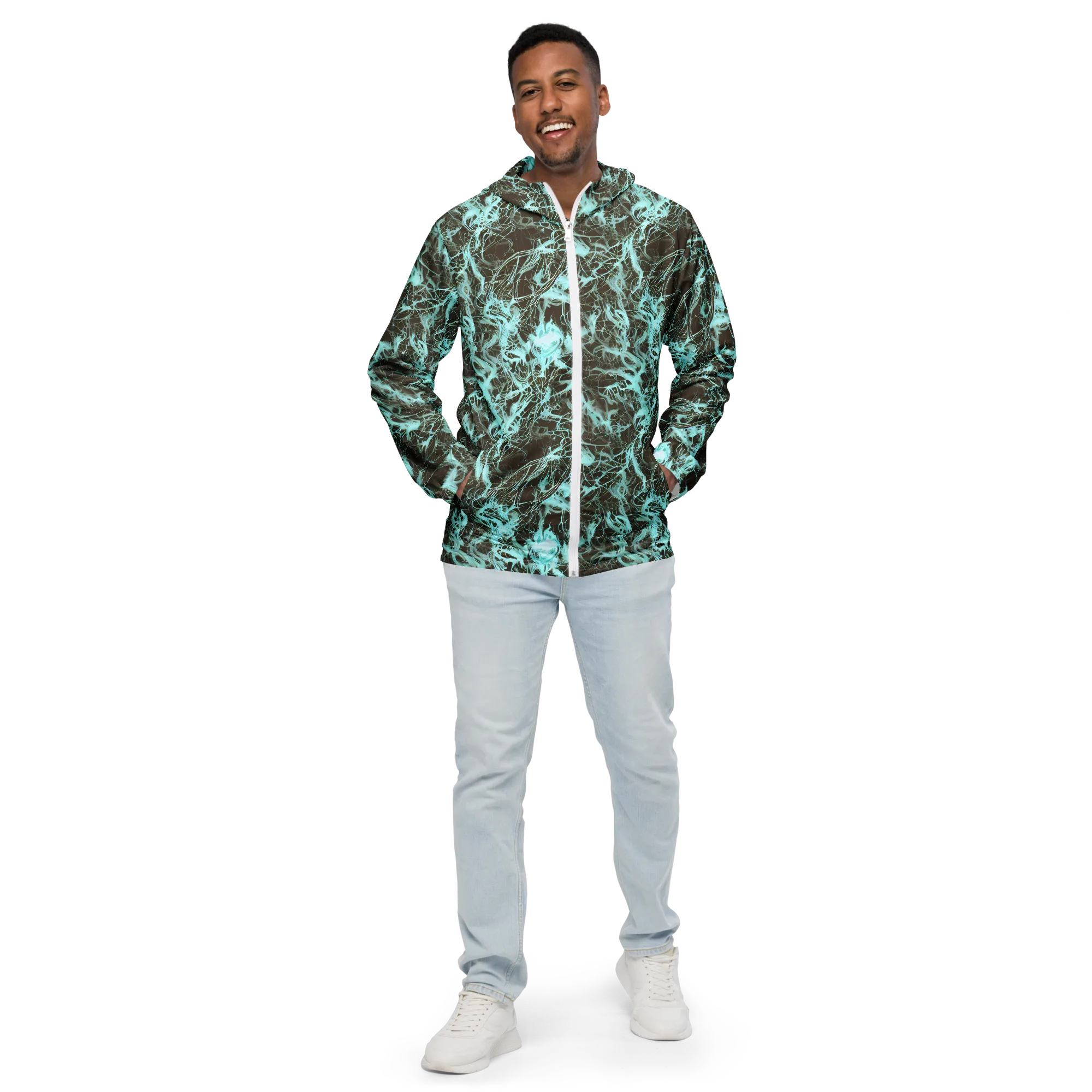 Aqua Vein on Men's Windbreaker — Front