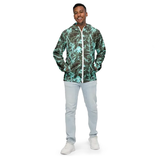 Aqua Vein on a Men's Windbreaker