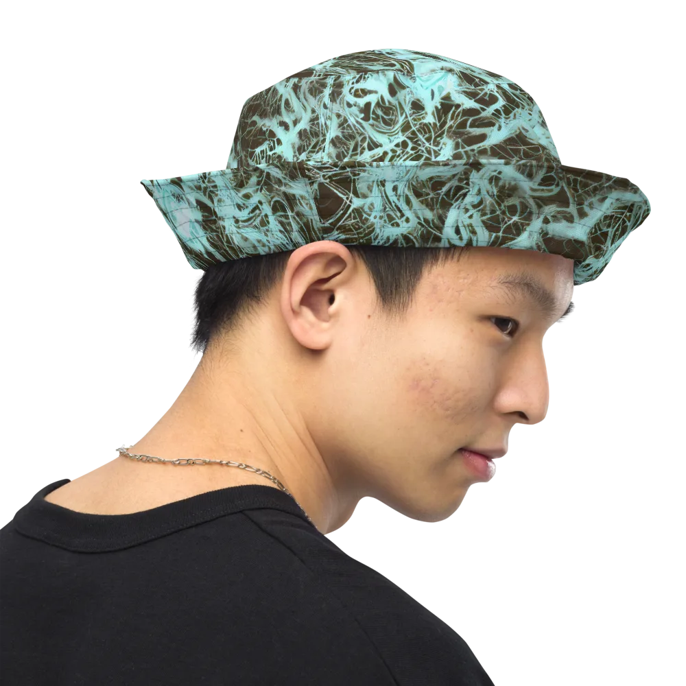 Aqua Vein on Reversible Bucket Hat — Right Outside