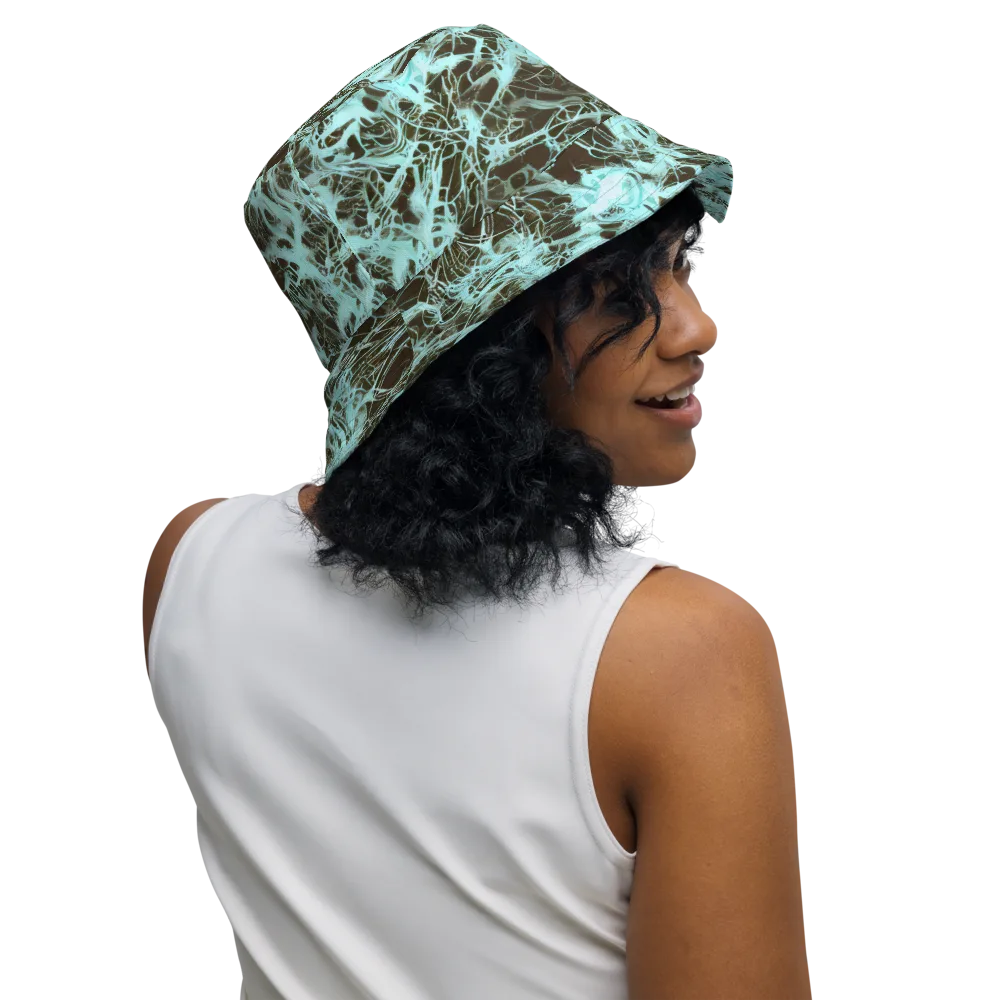 Aqua Vein on Reversible Bucket Hat — Right Outside