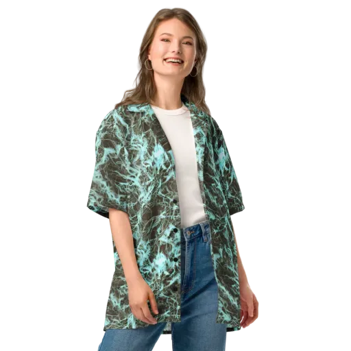 Aqua Vein on a Button Shirt